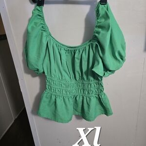 Green Women's Peasant Top